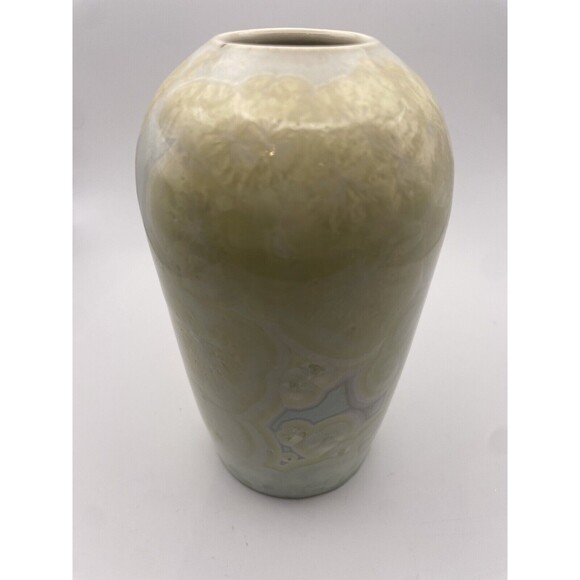 Cream Crystalline Vase Ginger Jar Neutrals Handmade Studio Art Pottery Vintage - Picture 5 of 7